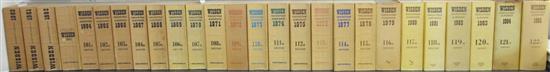 A run of Wisden Cricketers Almanacks, 1948-2011 (excluding 2007), hardback and soft bindings, five Wisden anthologies, etc.